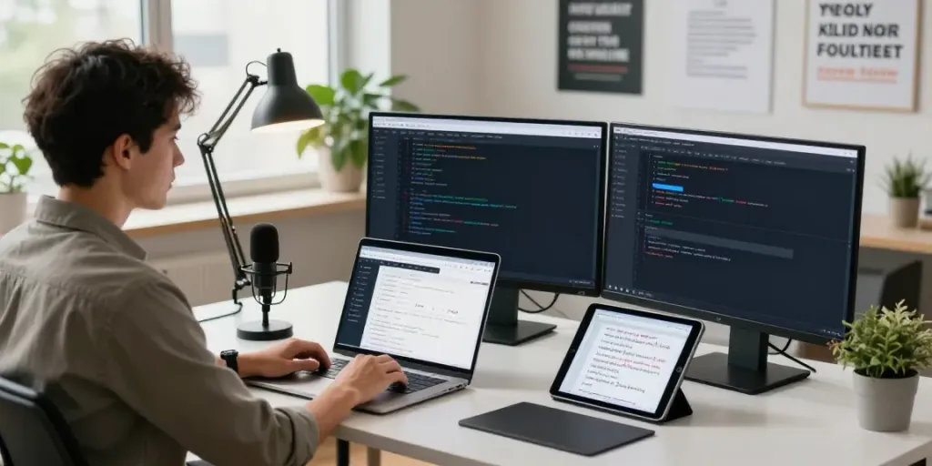 SEO specialist analyzing instant indexing strategies in a modern workspace.