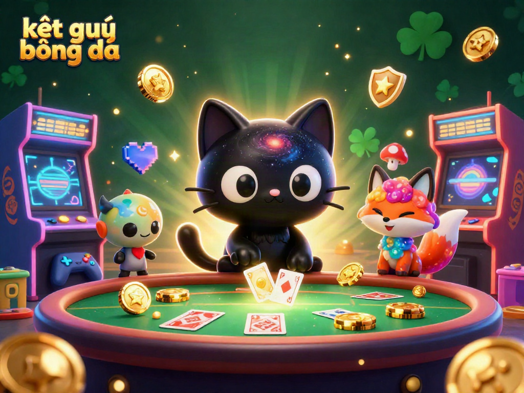 Experience kết quả bóng đá excitement in this vibrant cosmic casino scene featuring animated characters.