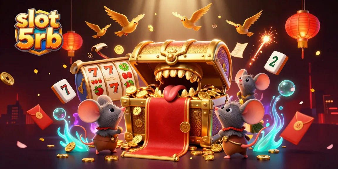 Experience the excitement of slot 5rb with a lively visual of jackpot reels and treasure in an enchanting casino atmosphere.