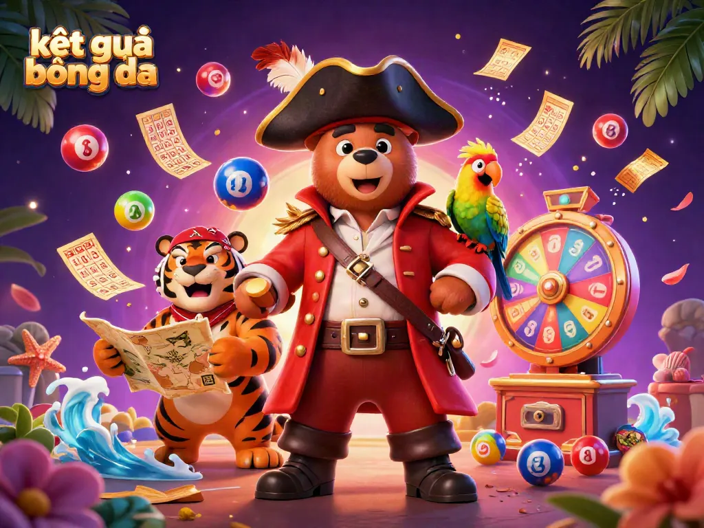 Engage with kết quả bóng đá in a vibrant 3D illustration showcasing dynamic gambling elements and characters.