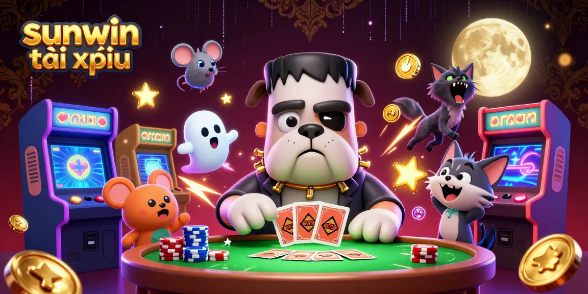 Play sunwin tài xỉu with engaging characters at a colorful casino gaming table.