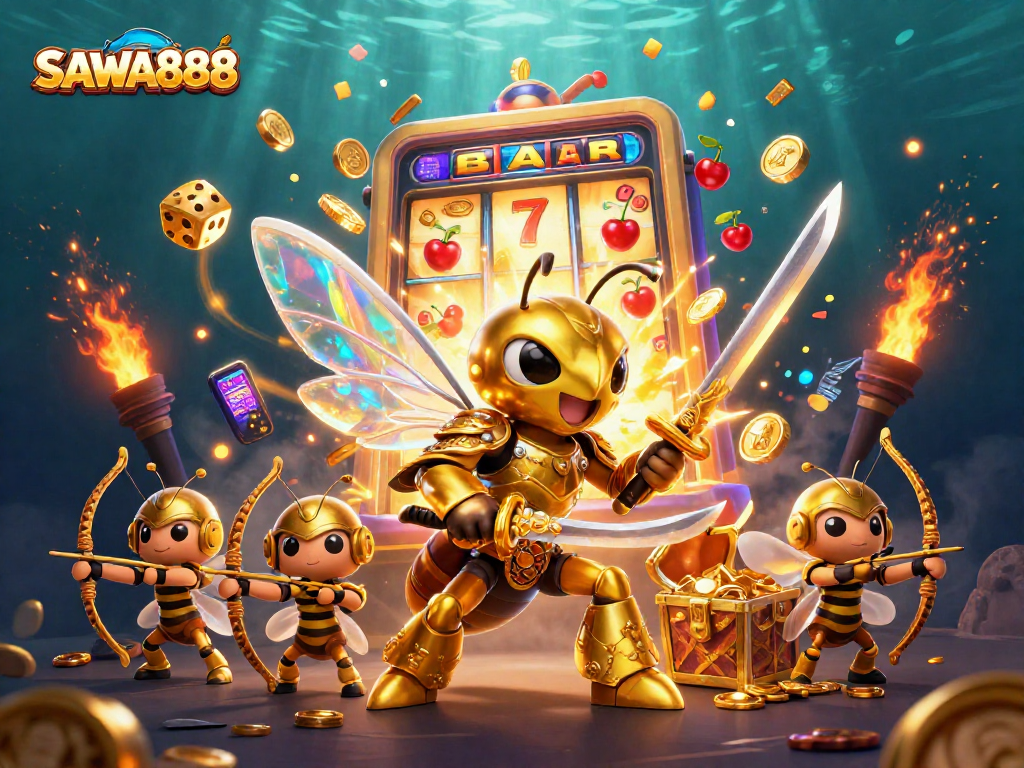 Play slots on SAWA888 with the giant hornet samurai and dynamic casino action.