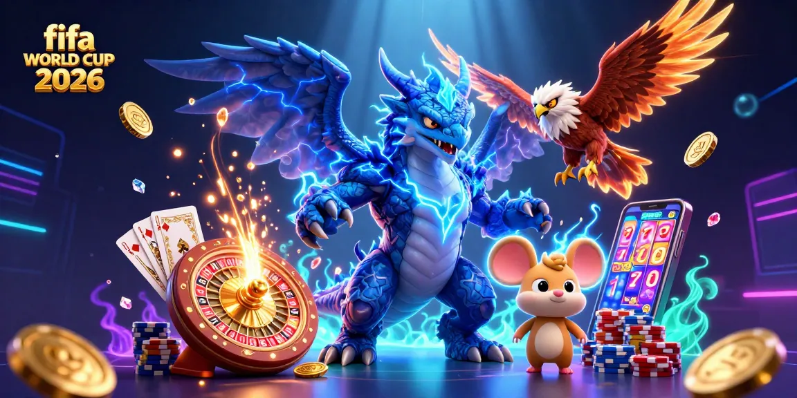 Bet on the fifa world cup 2026 with a dynamic scene featuring exciting casino elements and characters.