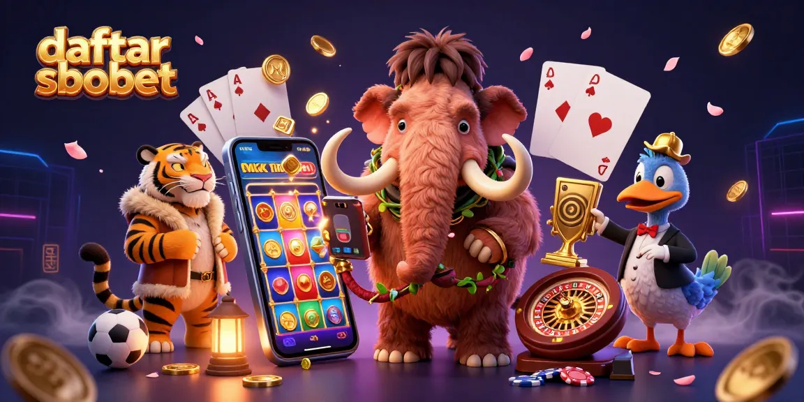 Engage with daftar sbobet at a lively sports betting scene with vibrant characters and thrilling game elements.
