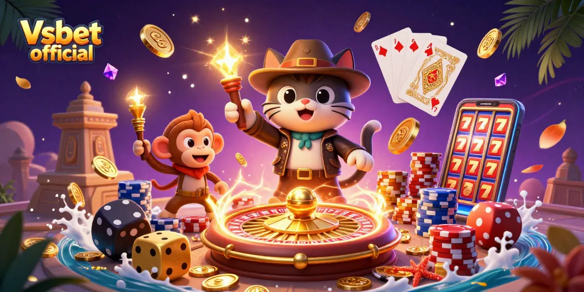 Experience the thrills of Vsbet official with a dynamic 3D casino adventure showcasing vibrant games and characters.